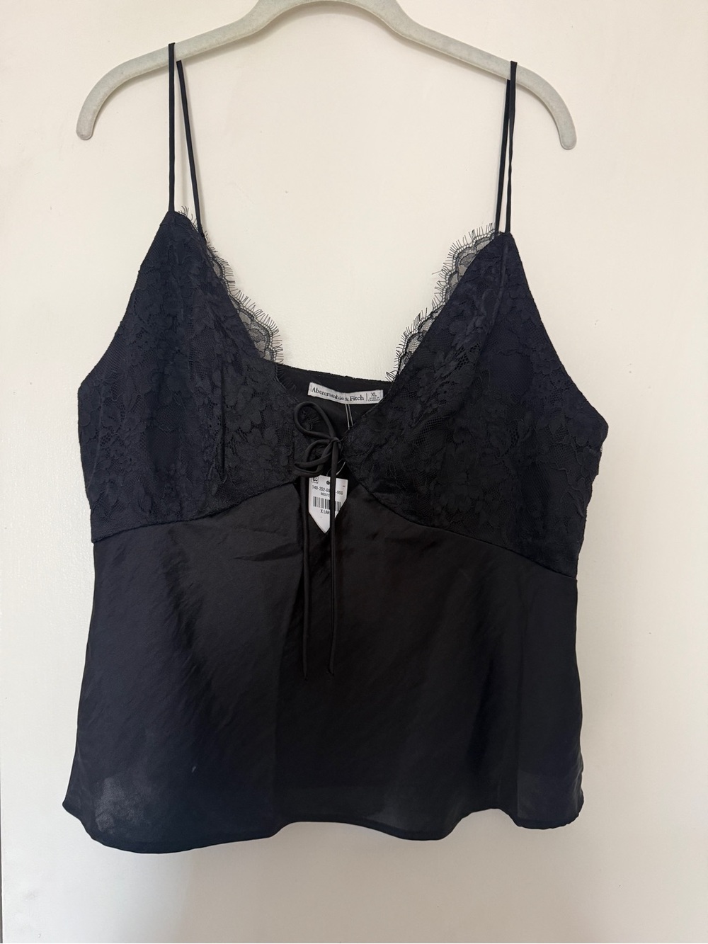Abercrombie & Fitch Black Lace-Trim Satin Cami